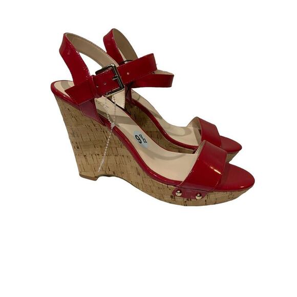 Nine West Sandal Women 9.5 Leather Platform Wedge Slingback Ankle Strap Open Toe - Picture 2 of 9